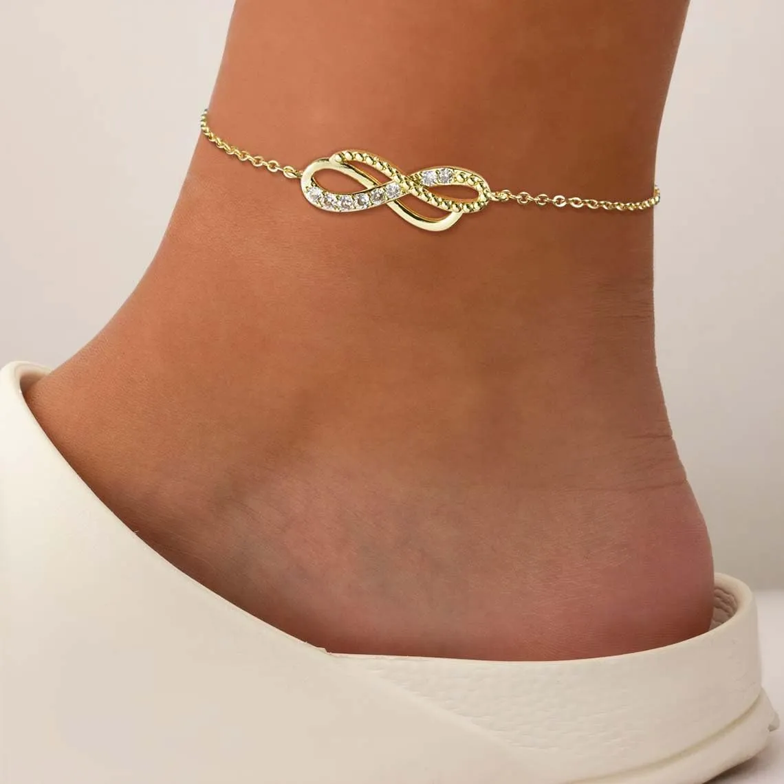 ASCOMY Anklets for Women 14K Gold/Silver Ankle Bracelets Dainty Cute Star Cubic Zirconia Devil's Eye Infinity Charm Pearl Satellite Sparkling Chain Summer Beach Foot Bracelet Jewelry Gifts for Her