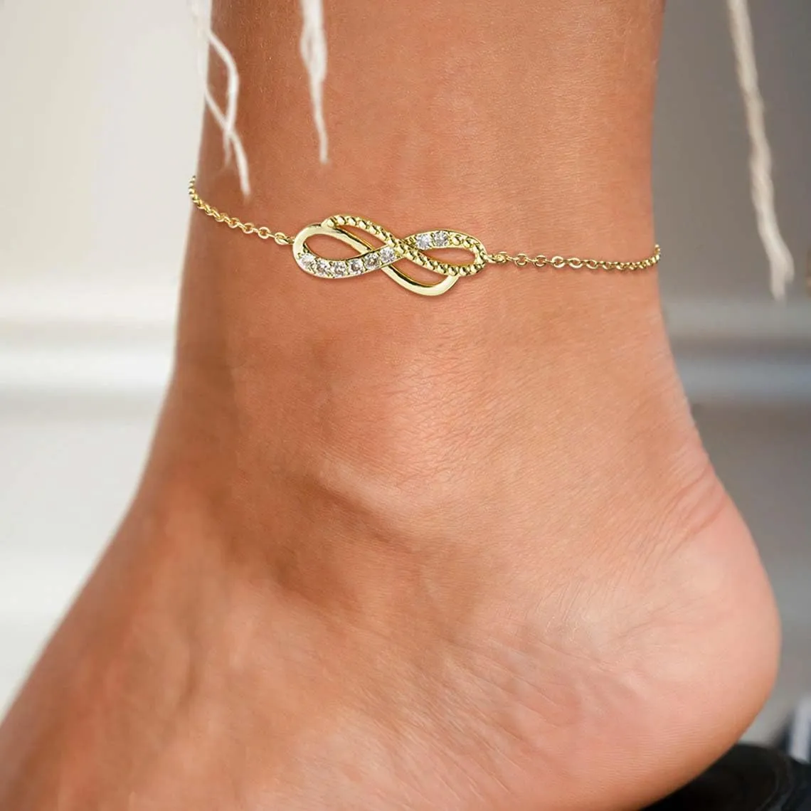 ASCOMY Anklets for Women 14K Gold/Silver Ankle Bracelets Dainty Cute Star Cubic Zirconia Devil's Eye Infinity Charm Pearl Satellite Sparkling Chain Summer Beach Foot Bracelet Jewelry Gifts for Her