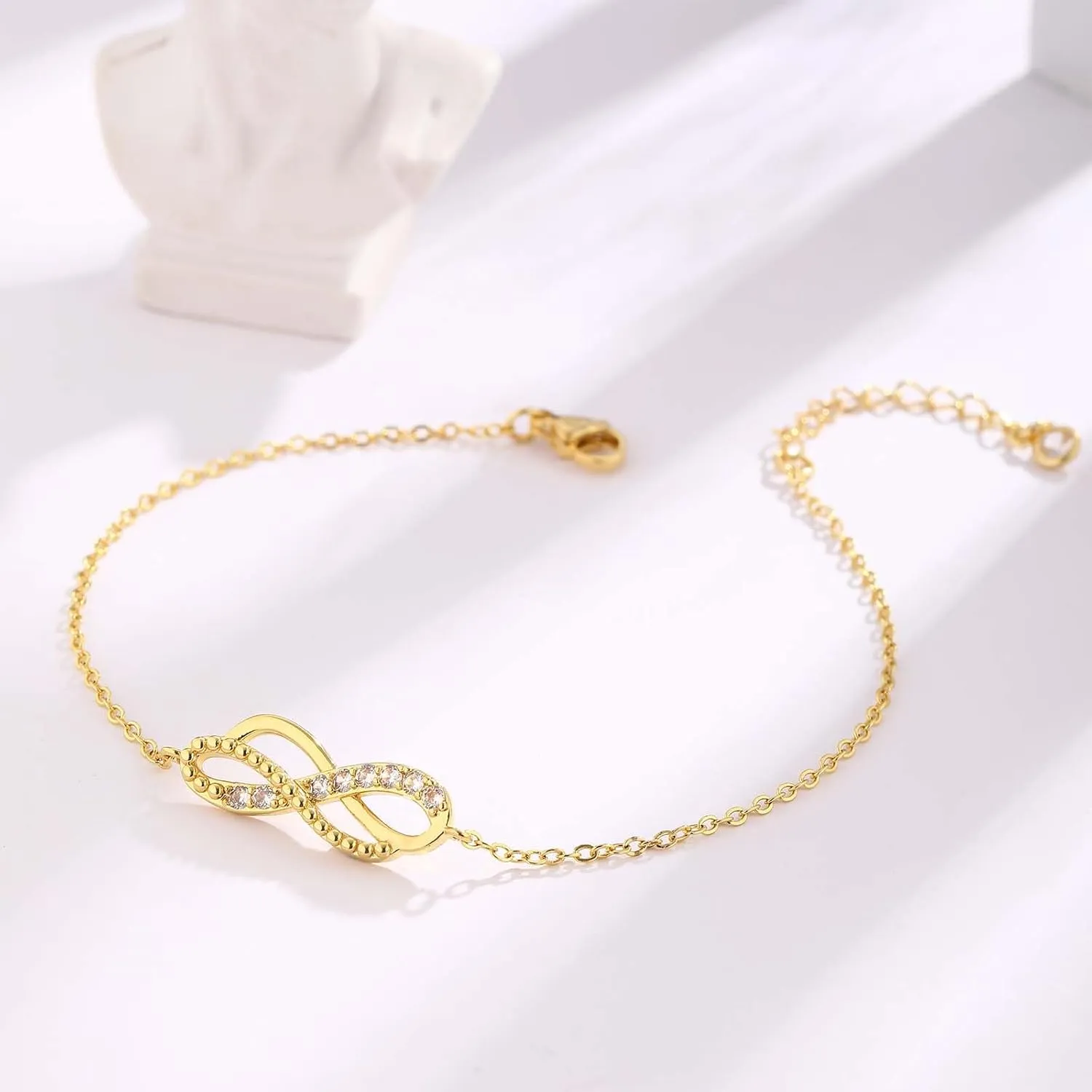 ASCOMY Anklets for Women 14K Gold/Silver Ankle Bracelets Dainty Cute Star Cubic Zirconia Devil's Eye Infinity Charm Pearl Satellite Sparkling Chain Summer Beach Foot Bracelet Jewelry Gifts for Her