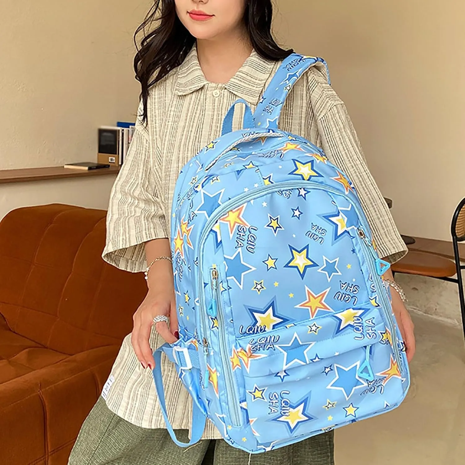 Backpack Purse for Women Medium Size Letter Purse Mobile Phone Messenger Bags Fashion Bags for Travel Work Gift(Light Blue)