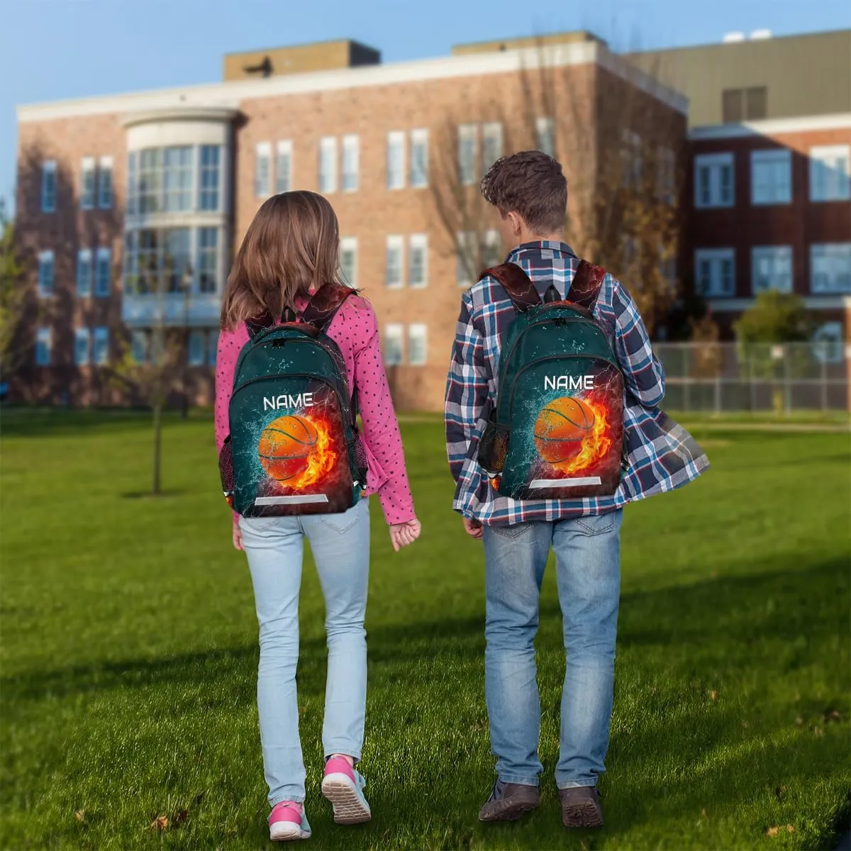 Backpacks for Girls Boys Backpack with Reflective Strip College Student Casual Daypack, Custom2, 16.7"x11.6"x6.8", Daypack Backpacks