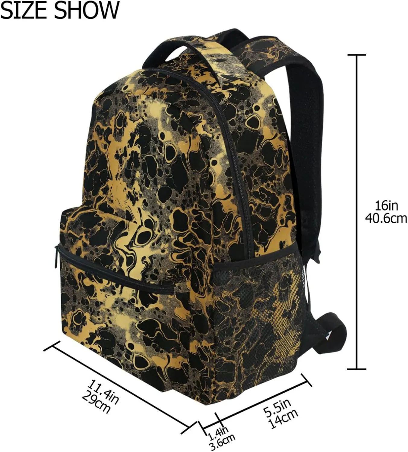 Backpacks for Teens Boys Girls Waterproof Carry On Backpacks with Chest Strap Gift Men & Women Camouflage Gold
