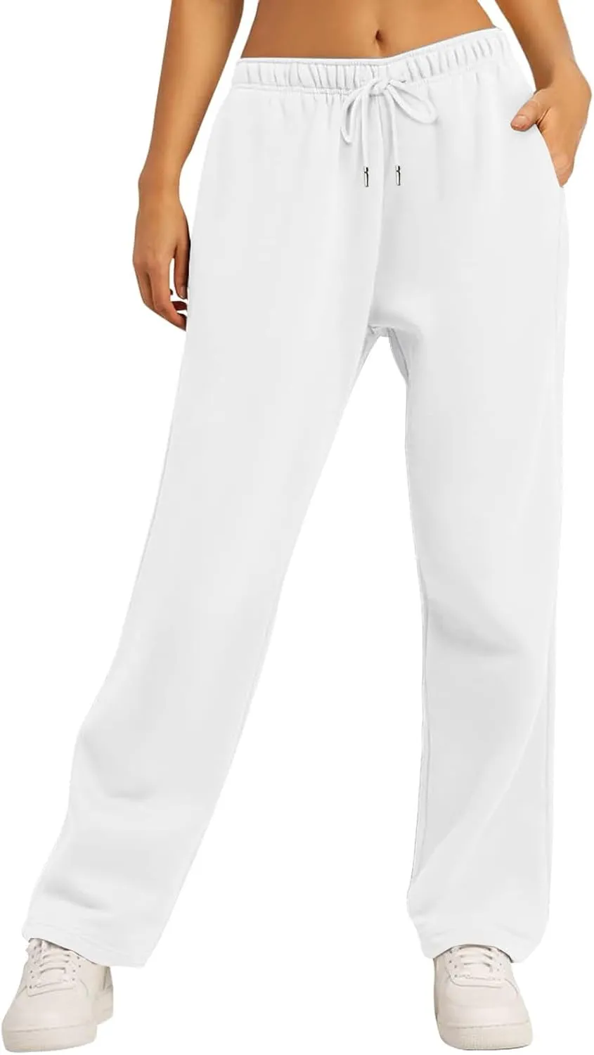 Baggy Wide Leg Sweatpants for Women Elastic High Waisted Loose Fit Lounge Pants Drawstring Joggers with Pockets 2024