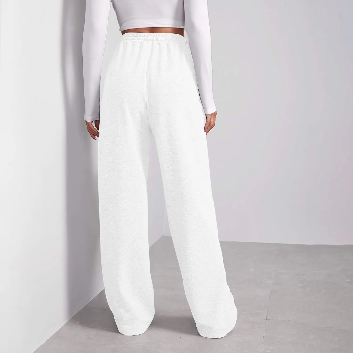 Baggy Wide Leg Sweatpants for Women Elastic High Waisted Loose Fit Lounge Pants Drawstring Joggers with Pockets 2024