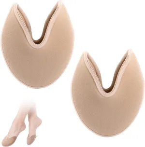 Ballet Pointe Dance Shoe Toe Covers - Forefoot Wrap Pads, Half Pads, Sponge Insoles, Skin Color