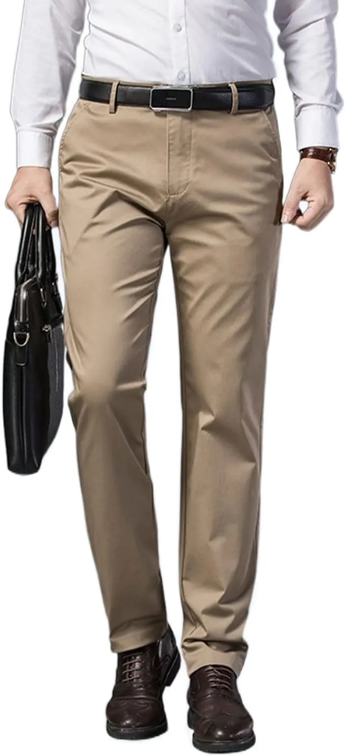 Banana Bucket Mens Slim Fit Dress Pants Khaki Skinny Stretch Chino Pants Casual Flat Front Business Trousers with Pockets
