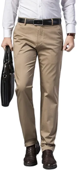 Banana Bucket Mens Slim Fit Dress Pants Khaki Skinny Stretch Chino Pants Casual Flat Front Business Trousers with Pockets