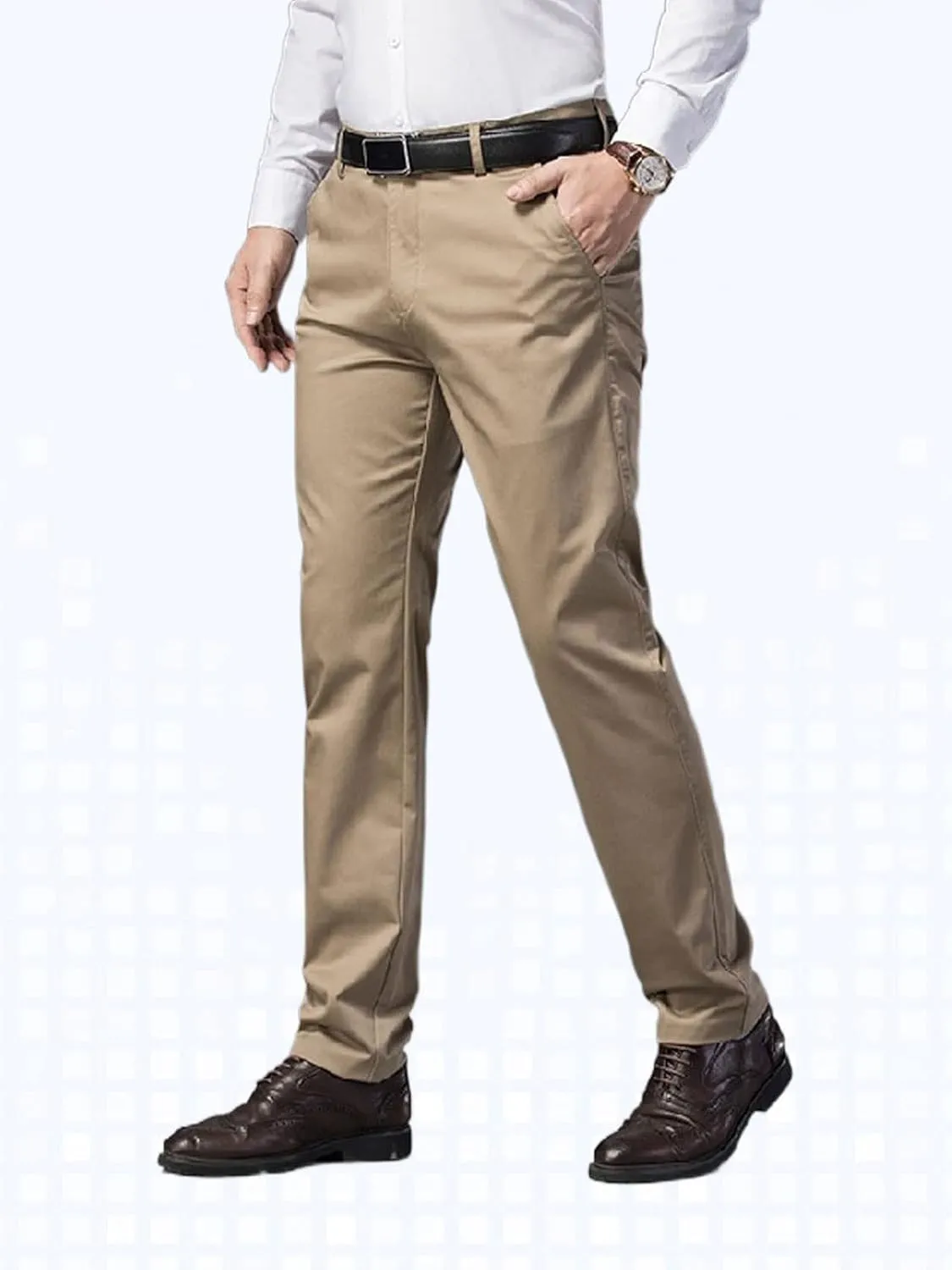 Banana Bucket Mens Slim Fit Dress Pants Khaki Skinny Stretch Chino Pants Casual Flat Front Business Trousers with Pockets
