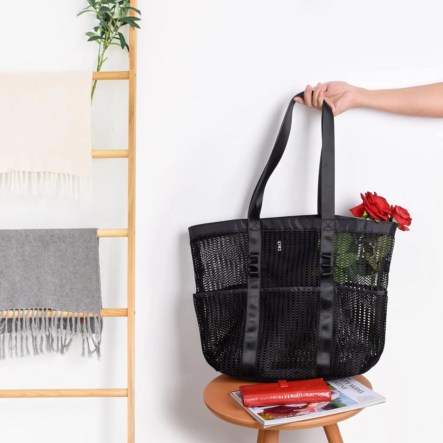 Beach Bag - Mesh Tote Bag Beach Vacation Clothes for Women Pool Bag for Travel Pool Family Cruise Essentials 2025