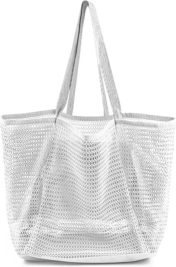 Beach Bags for Women, Foldable Mesh Tote Bag with Mini Pocke, Womens Shoulder bag for Travel Beach Essentials Swimming Pool