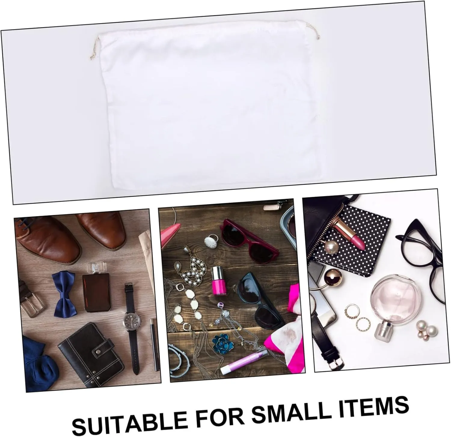 BESPORTBLE Elegant Silk Storage Pouch 2 Pack Drawstring Zipper Bag for Clothes Quilts Dustproof Space-saving