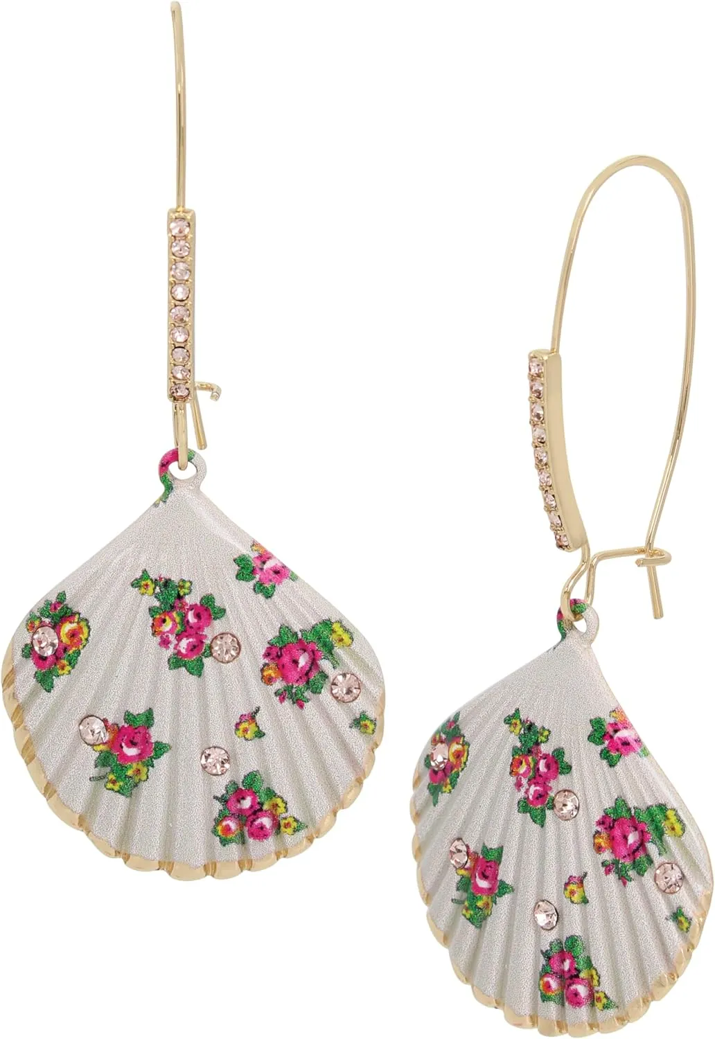 Betsey Johnson Womens Floral Shell Dangle Earrings