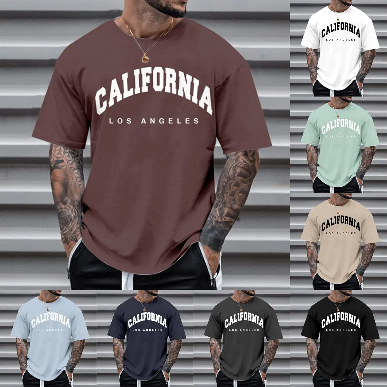 Big and Tall T Shirts for Men, Men's Graphic Tees Vintage T-Shirts Letter Print Crewneck Tshirts Short Sleeve Hip Hop Shirt