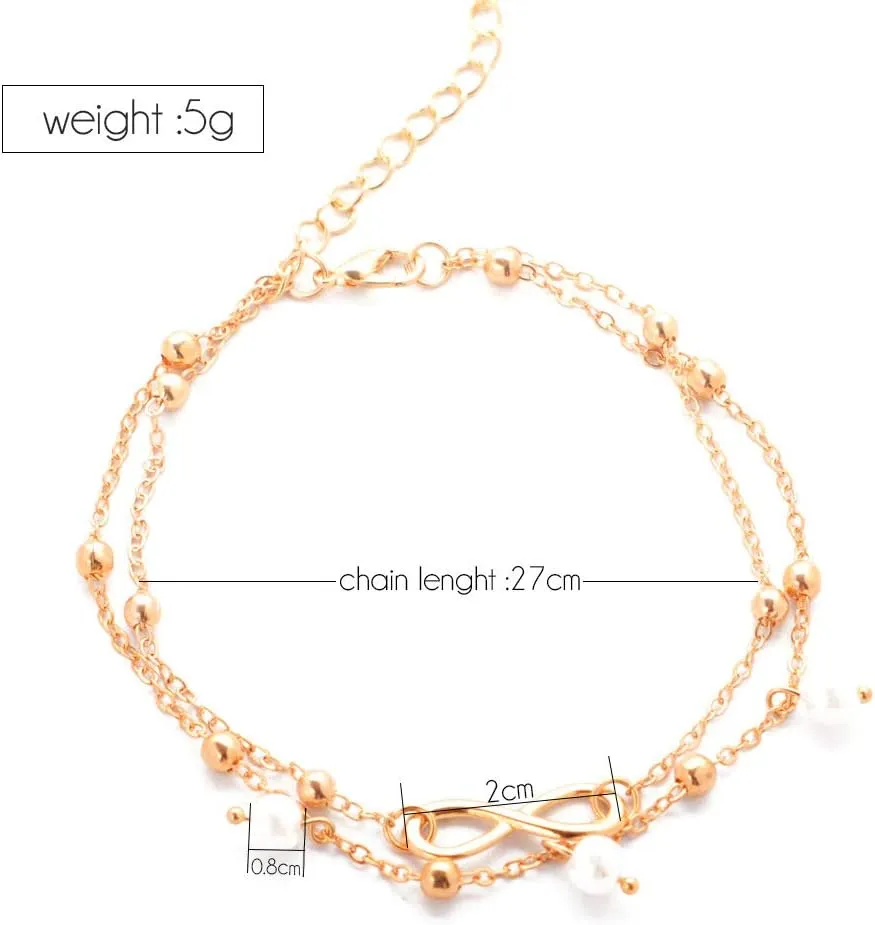 Biuhapiy Boho Pearl Ankle for Women 14K Gold Plated Dainty Freshwater Pearl Bead Anklets for Women Waterproof Minimalist Simple Anklets for Women Fashion Summer Jewelry Anklet Gold