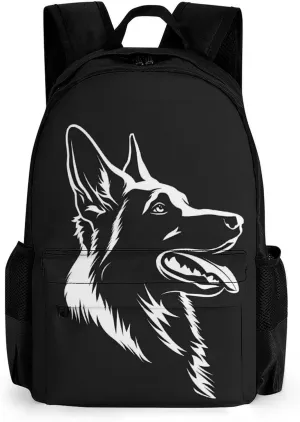 Black German Shepherd Laptop Backpack for Men Women Shoulder Bag Business Work Bag Travel Casual Daypacks