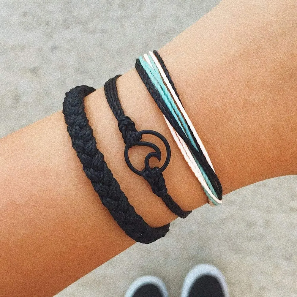 Bohemian Bracelet Handmade Wave Braided Wax Rope Adjustable Strand Bracelet Set Waterproof Charm String Thread Bracelets