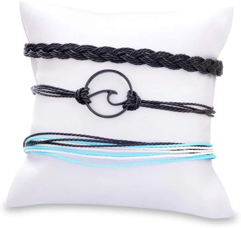 Bohemian Bracelet Handmade Wave Braided Wax Rope Adjustable Strand Bracelet Set Waterproof Charm String Thread Bracelets