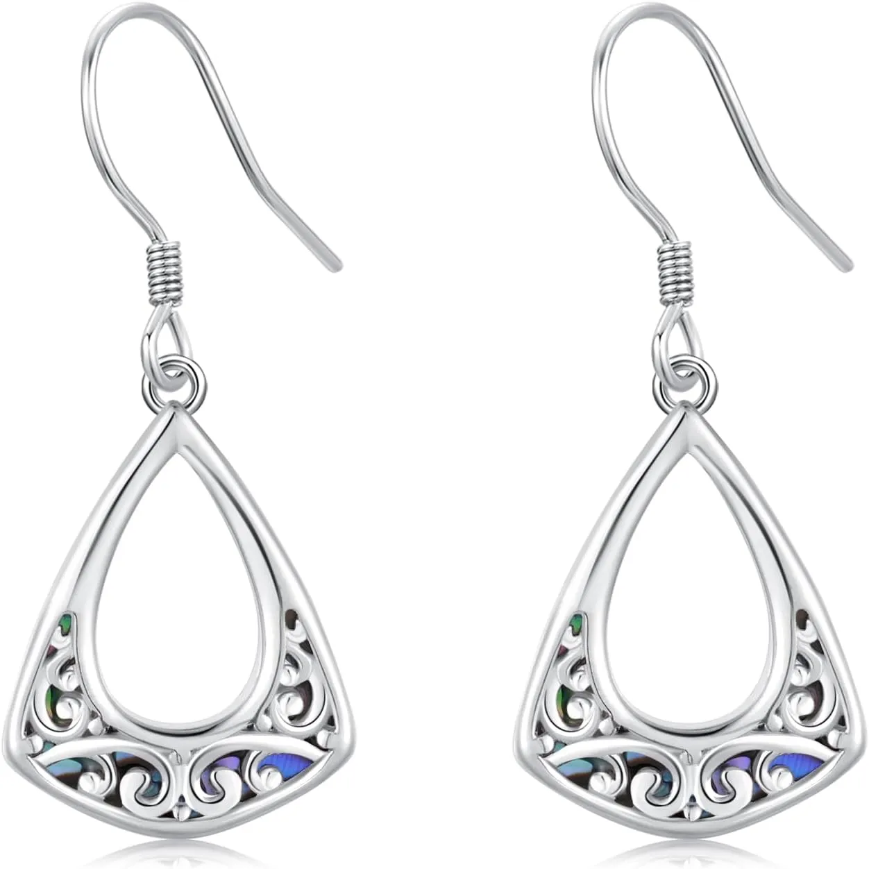 Boho Earrings for Women 925 Sterling Silver Filigree Dangle Earrings Abalone Drop Earrings Abalone Shell Jewelry Gifts