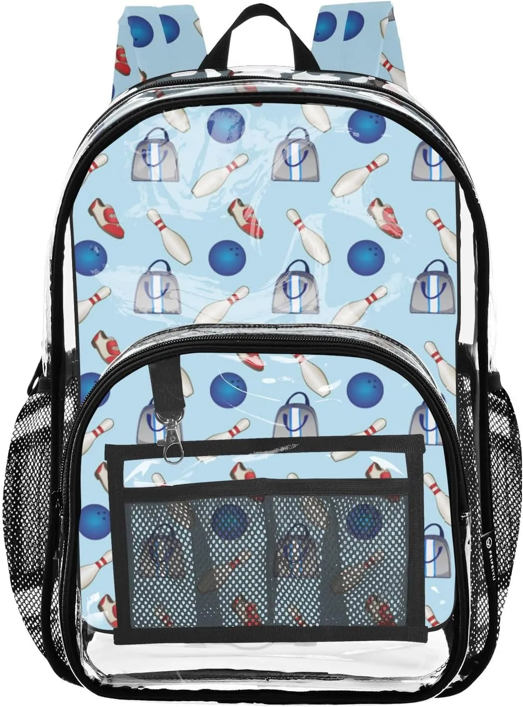 Bowling Equipment Clear Backpack for Boys Girls PVC Transparent School Bookbag Large Capacity Clear Bag for Student Work Travel