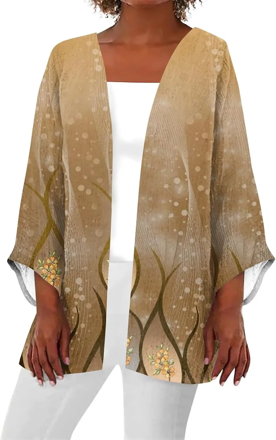 Cardigan Sweaters for Women Long Sleeve Sweaters Fashion Floral Print Dusters Kimono Cardigan Thin Workout Jacket