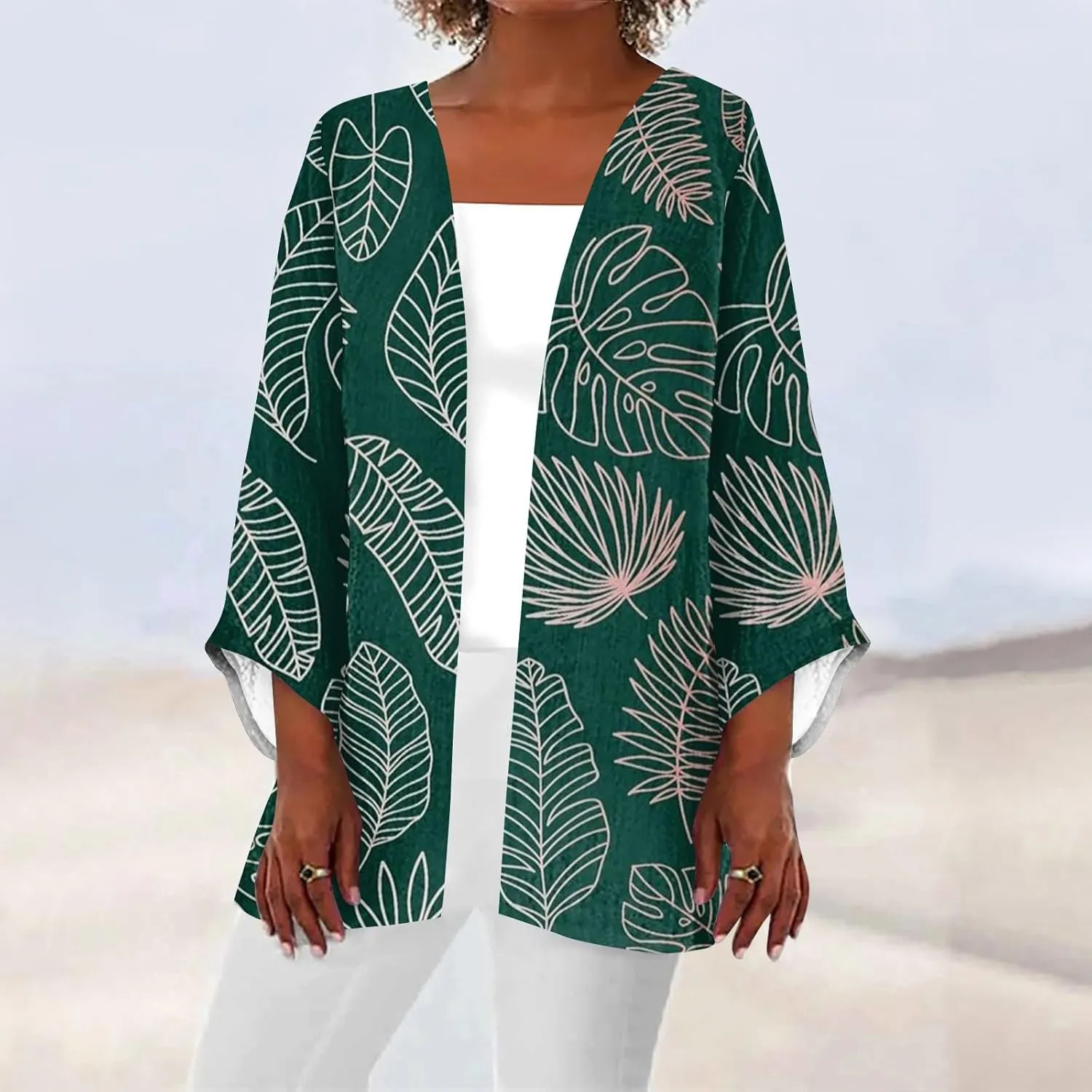 Cardigan Sweaters for Women Long Sleeve Sweaters Fashion Floral Print Dusters Kimono Cardigan Thin Workout Jacket