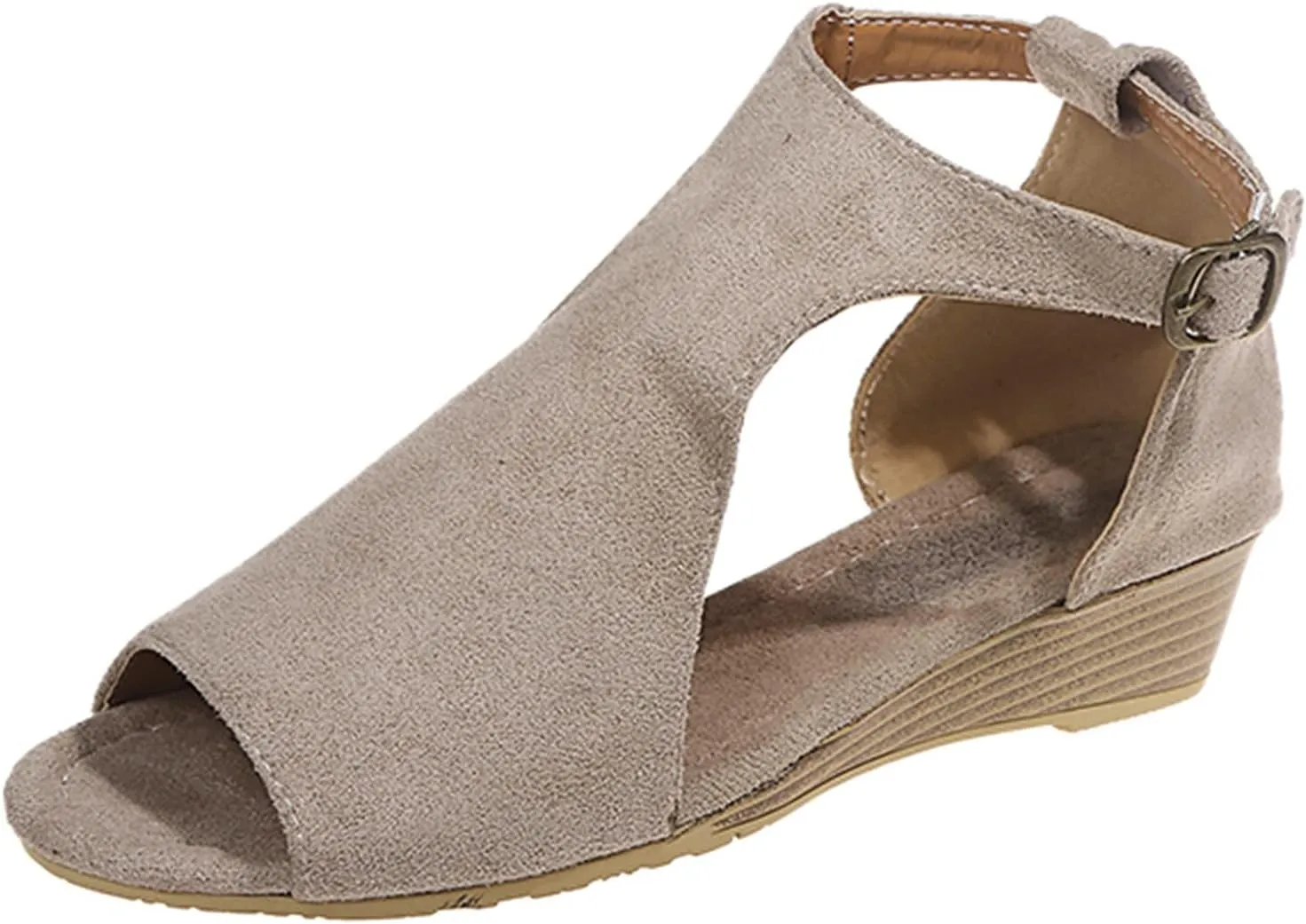 Cathalem Sandals for Women Dressy, Women's Orthopedic Suede Peep Toe Ankle Booties Cut Out Stacked Block Heel Ankle Boots Comfortable Shoes