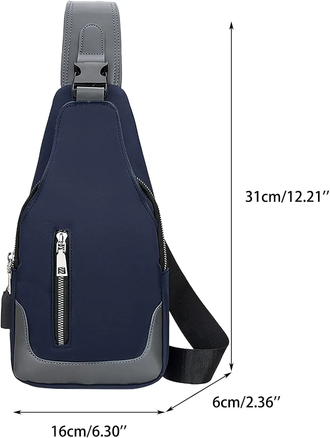 Chest Backpack Men's Simple Business Crossbody USB Interface Lock Color Cloth Chest Bag Shoulder Bag