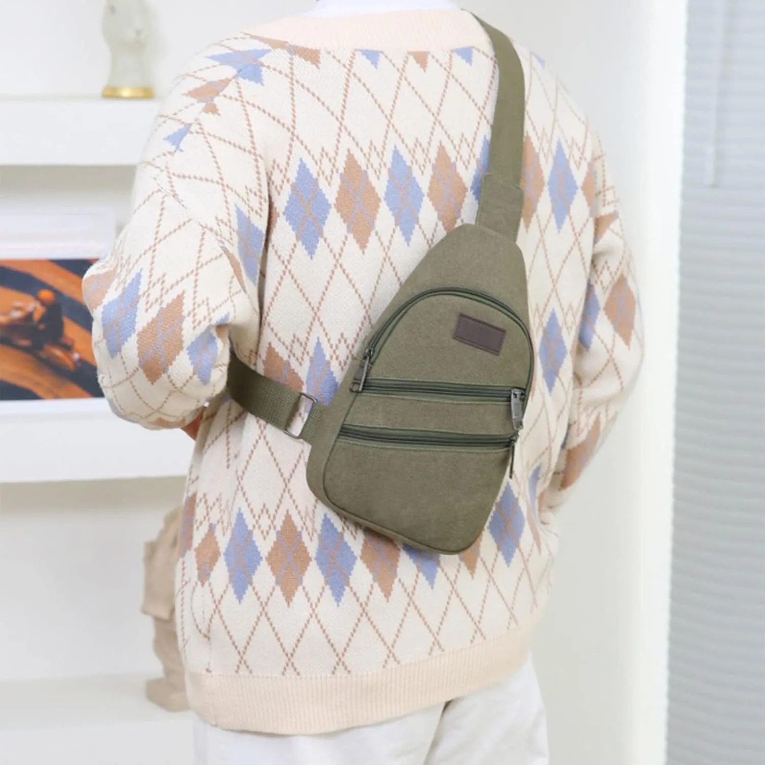 Chest Bag Daypack Fanny Pack 2025 Men's New Casual Solid Color Simple One Shoulder Messenger Bag