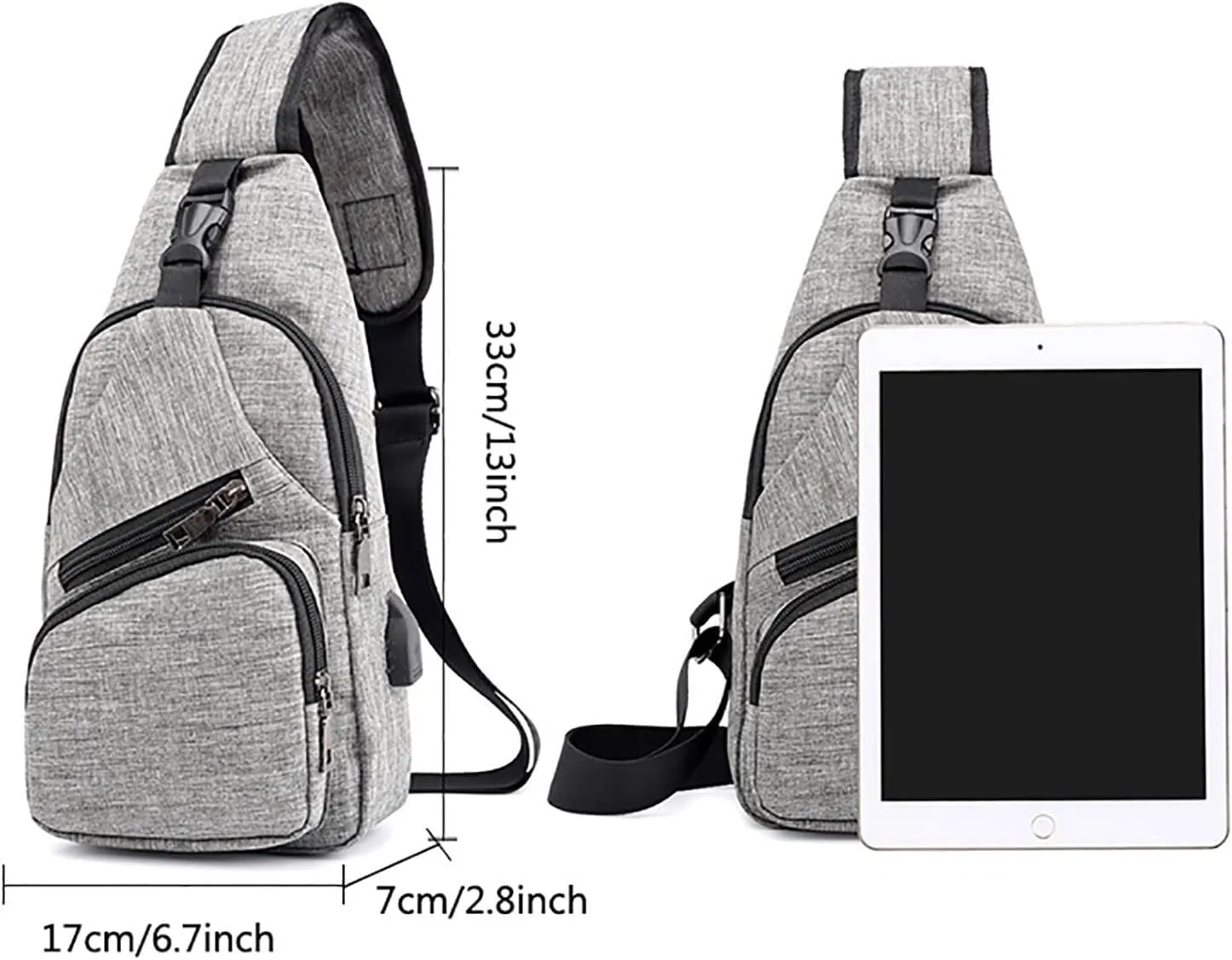 Chest Bag Daypack Fanny Pack Sling Bag For Men Women Shoulder Backpack Chest Bags Crossbody Daypack With USB