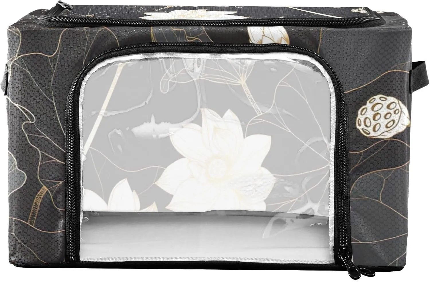 CHIFIGNO Golden Lotus Dark Garment Bags for Storage, Waterproof Polyester Fabric, 43 x 29 x 25.5 Cm for Clothes, Toys