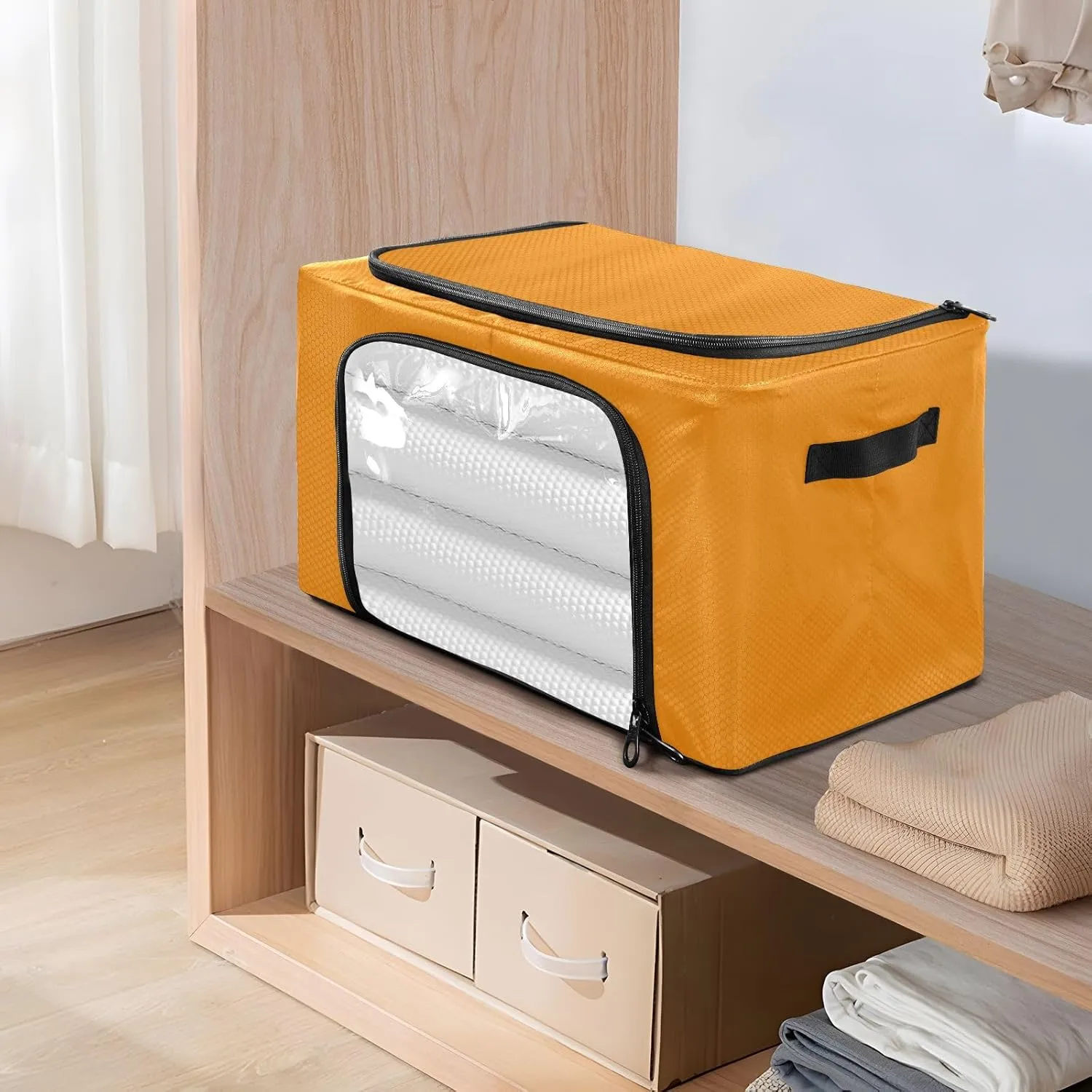 CHIFIGNO Tangerine Garment Bags for Storage, Waterproof Polyester Fabric, 43 x 29 x 25.5 Cm for Clothes, Toys