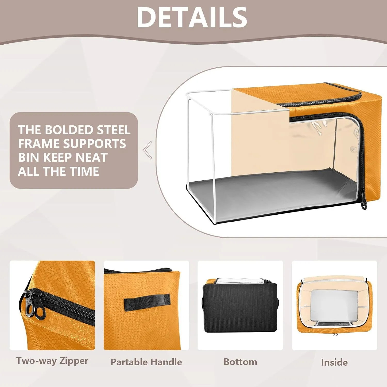 CHIFIGNO Tangerine Garment Bags for Storage, Waterproof Polyester Fabric, 43 x 29 x 25.5 Cm for Clothes, Toys