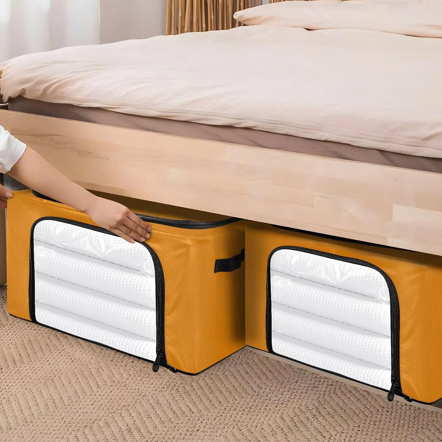 CHIFIGNO Tangerine Garment Bags for Storage, Waterproof Polyester Fabric, 43 x 29 x 25.5 Cm for Clothes, Toys