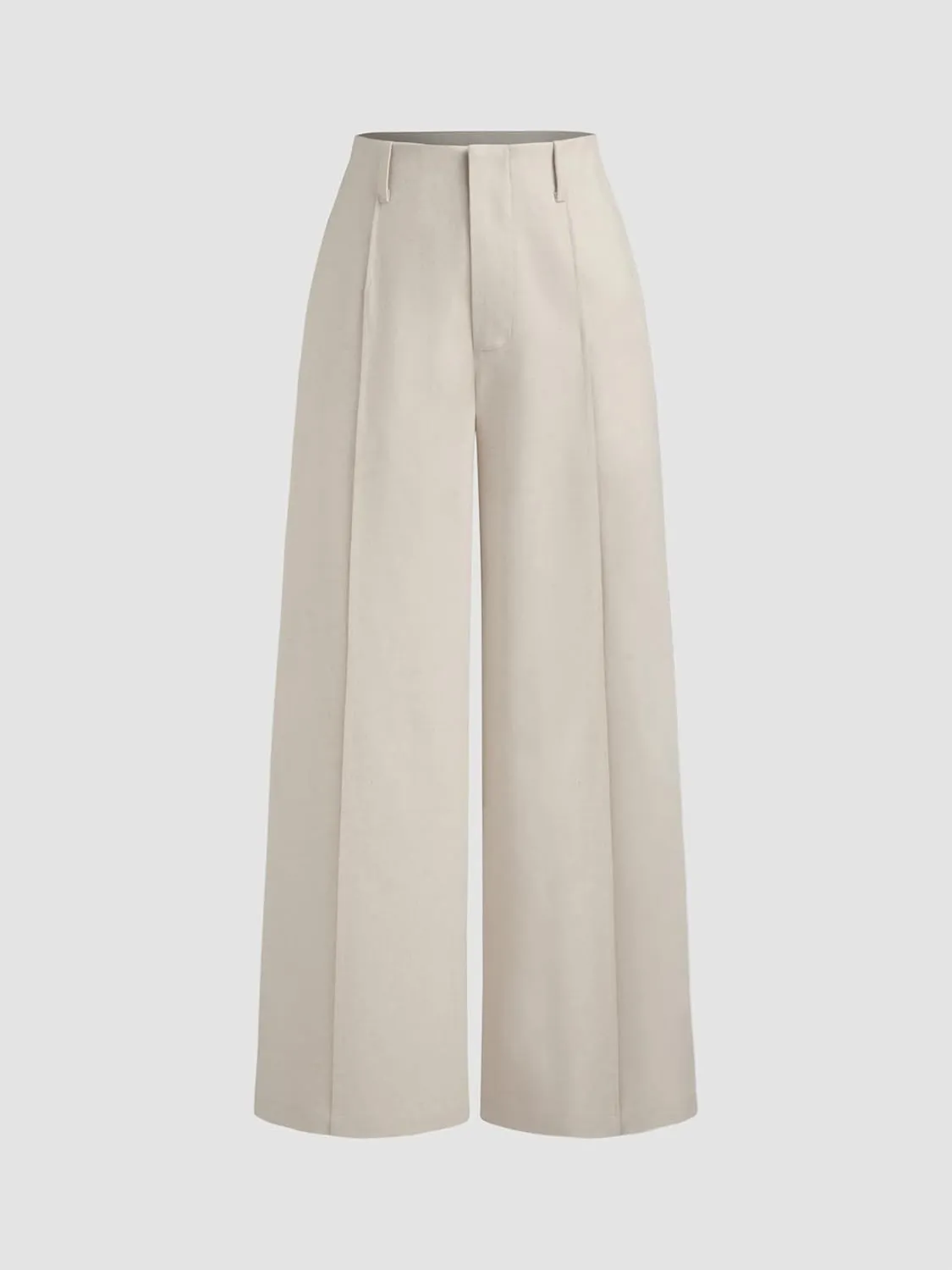 CIDER Linen-Blend High Rise Solid Pocket Wide Leg Trousers