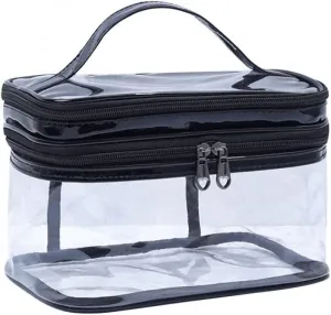 Clear Makeup Bag Waterproof Toiletry Bag Portable Travel Organizer Makeup Case Double Layer Cosmetic Bag Storage Pouch for Women and Girl