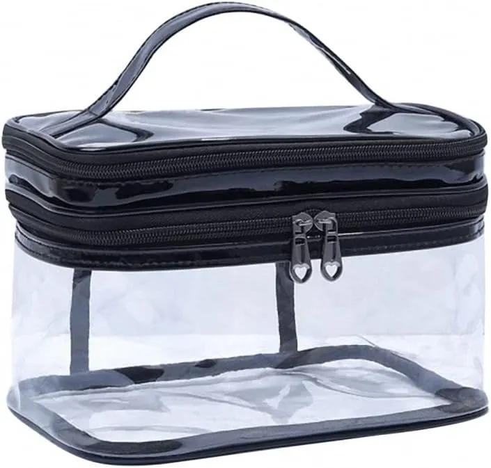 Clear Makeup Bag Waterproof Toiletry Bag Portable Travel Organizer Makeup Case Double Layer Cosmetic Bag Storage Pouch for Women and Girl