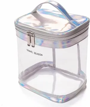 Clear Toiletry Bag Transparent Makeup Cosmetic Bag with Zipper and Handle, Large Capacity Colorful Storage Bag Waterproof Wash Bag Travel Bag for Toiletries, 14.5 x 17 x 20cm
