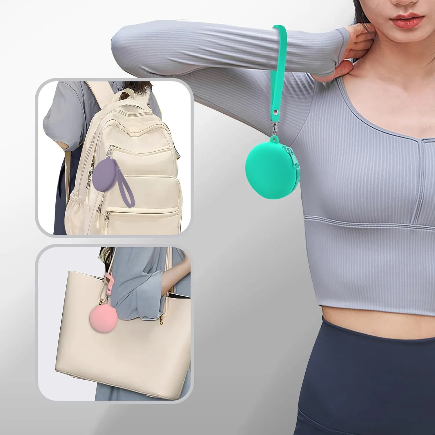 Coin Purse for Women  Silicone Coin Pouch with Keychain Wristlet for Coins, Keys, Lipstick, and Earphones  Mini Cute Change Purse, Coin Purse & Pouch for Daily Life, Travel, Party (Tiffany)