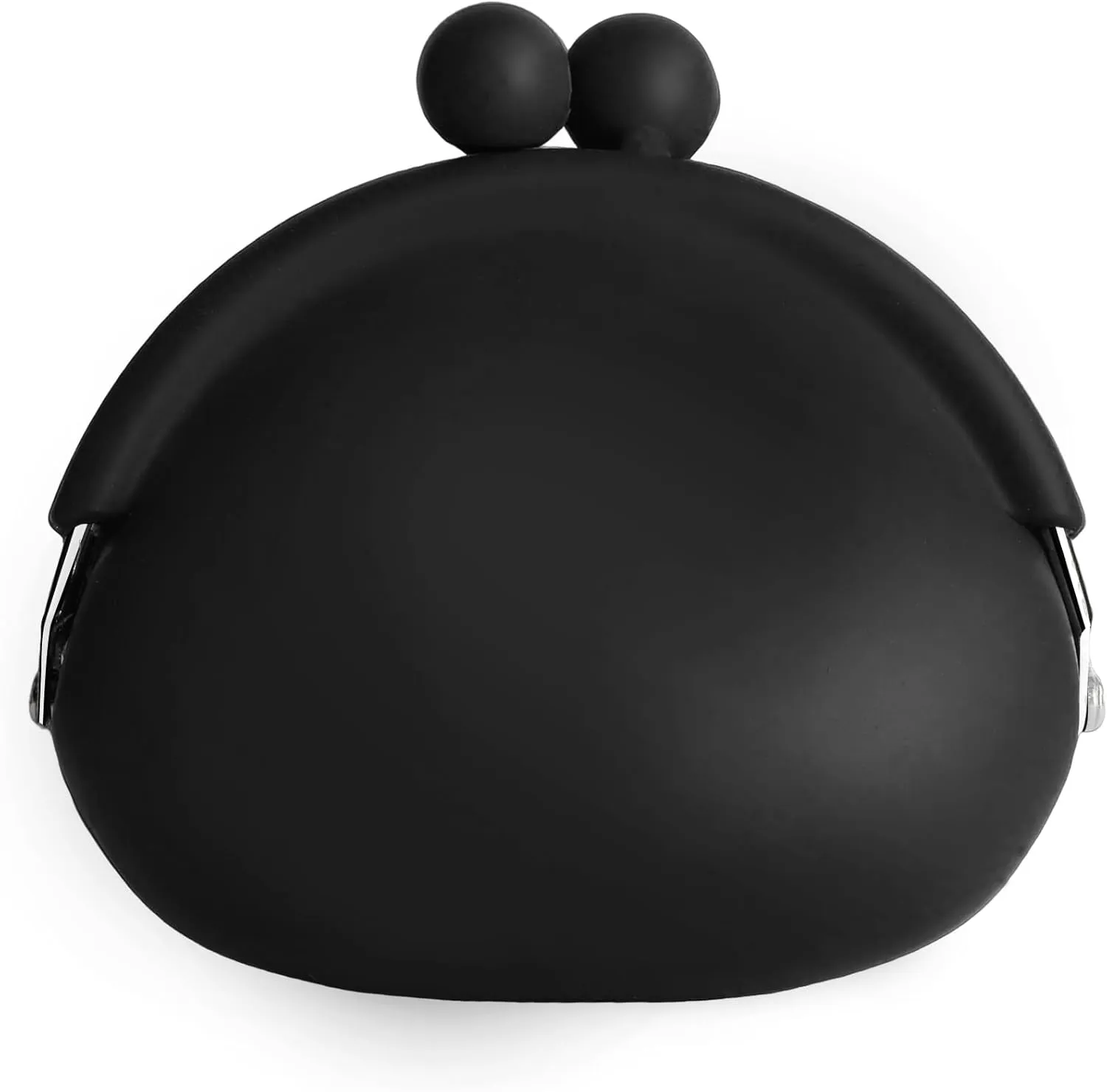 Coin Purse for Women  Silicone Small Coin Pouch with Kiss Lock for Coins, Keys, Lipstick, and Earphones  Mini Cute Change Purse, Coin Purse & Pouch for Daily Life, Cars, Travel, Party (Black)
