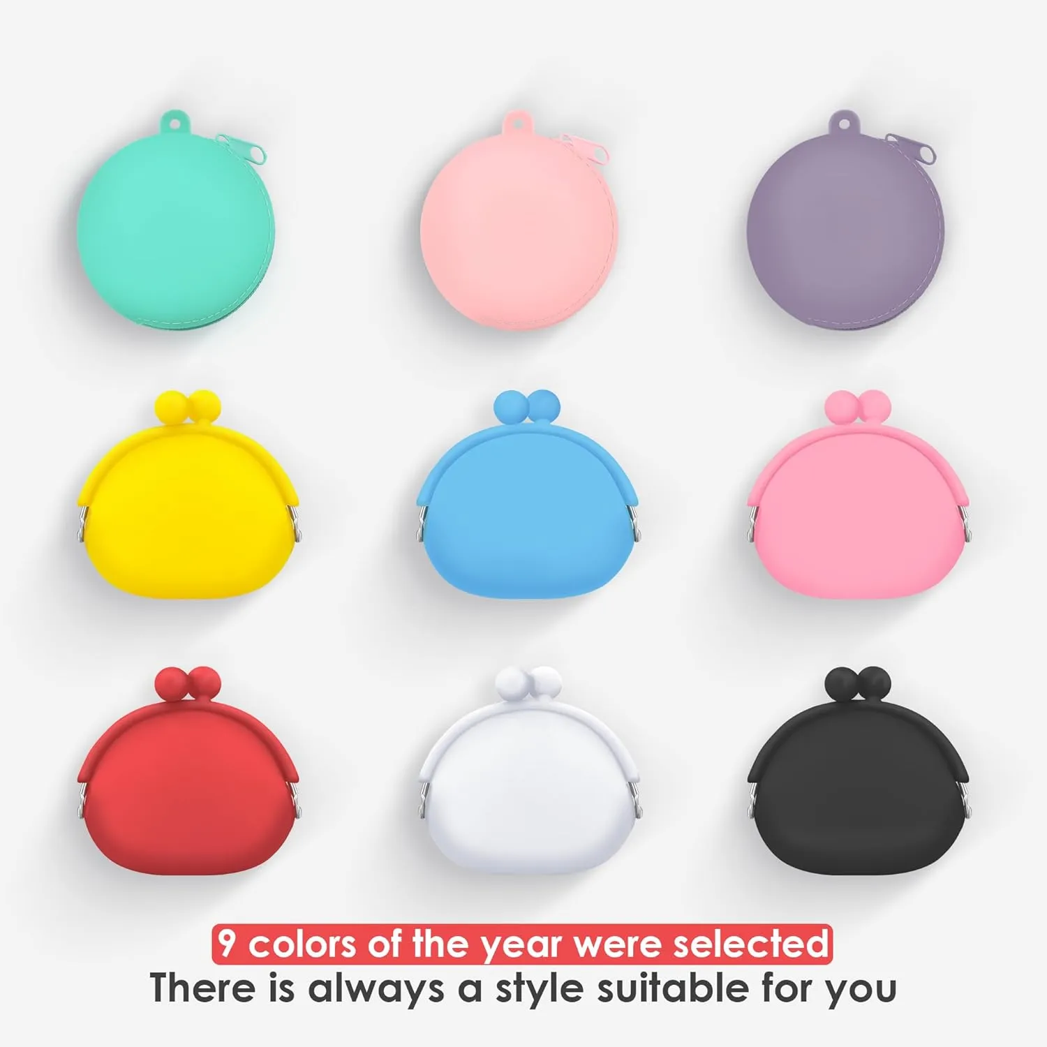 Coin Purse for Women  Silicone Small Coin Pouch with Kiss Lock for Coins, Keys, Lipstick, and Earphones  Mini Cute Change Purse, Coin Purse & Pouch for Daily Life, Cars, Travel, Party (Black)