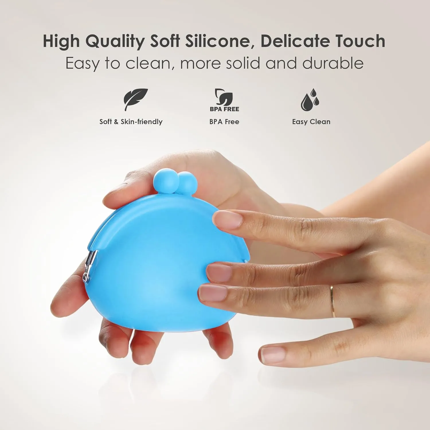 Coin Purse for Women  Silicone Small Coin Pouch with Kiss Lock for Coins, Keys, Lipstick, and Earphones  Mini Cute Change Purse, Coin Purse & Pouch for Daily Life, Cars, Travel, Party (Blue)