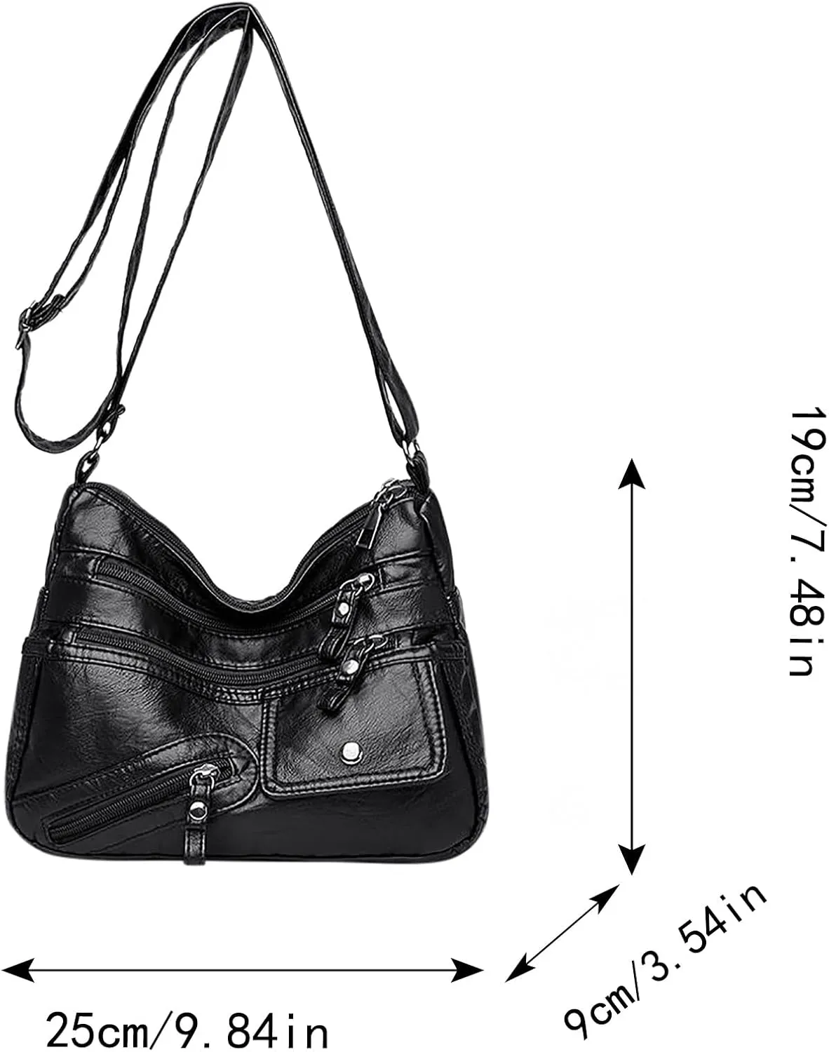 Crossbody Bags for Women Medium Size Ladies Retro Satchel Purse with Multi Zipper Pockets Soft Leather Women's Cargo Tote