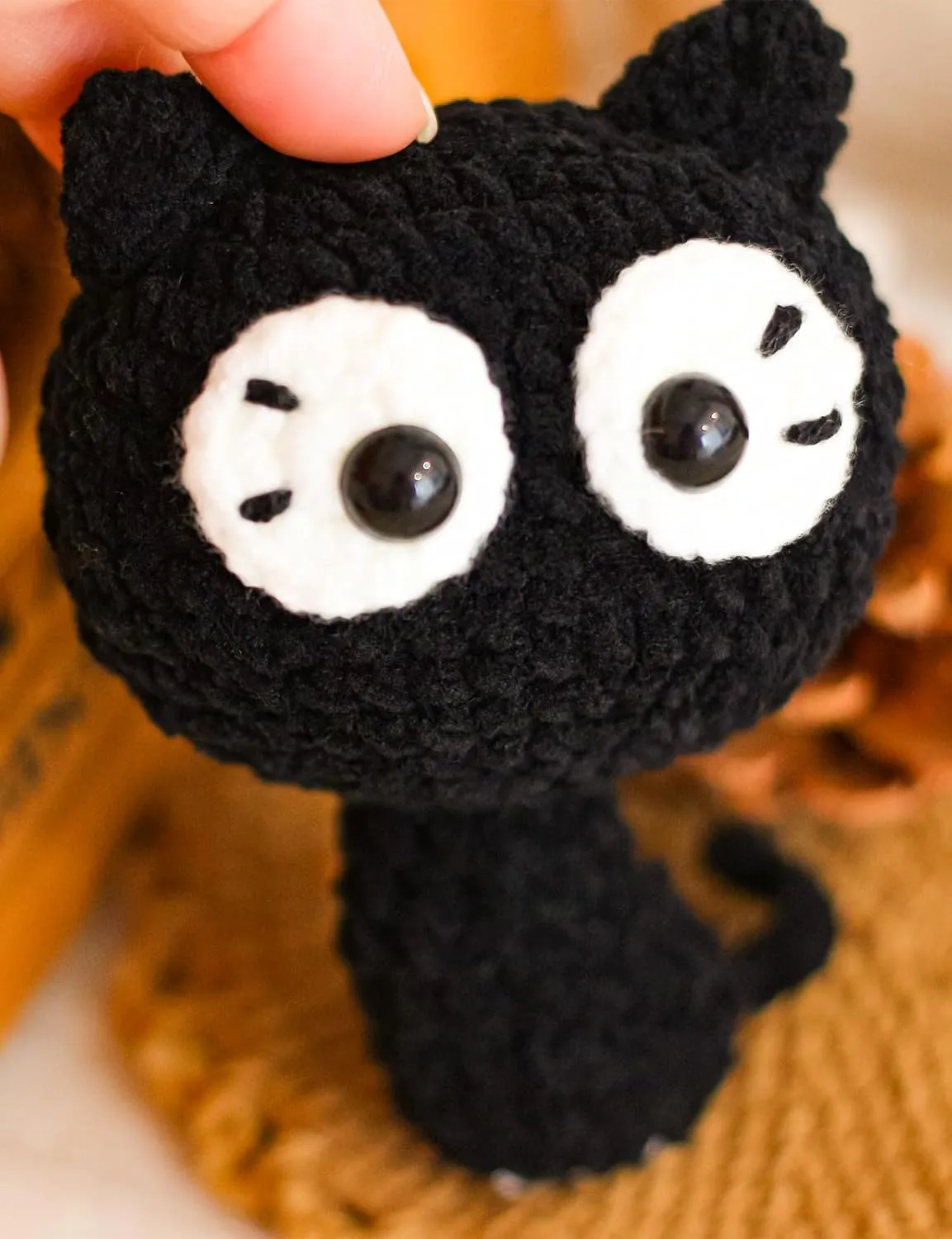 Cute Black Cat Bag Charm for Backpacks Crochet Stuffed Animal Already Made Car Keychain for Women Cat Lover Gifts for Women Keychains Bag Charms for Girls