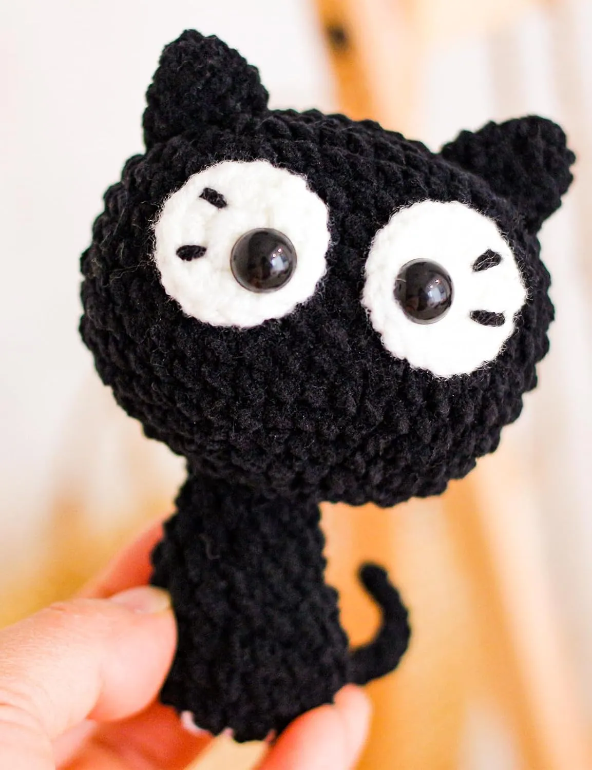 Cute Black Cat Bag Charm for Backpacks Crochet Stuffed Animal Already Made Car Keychain for Women Cat Lover Gifts for Women Keychains Bag Charms for Girls