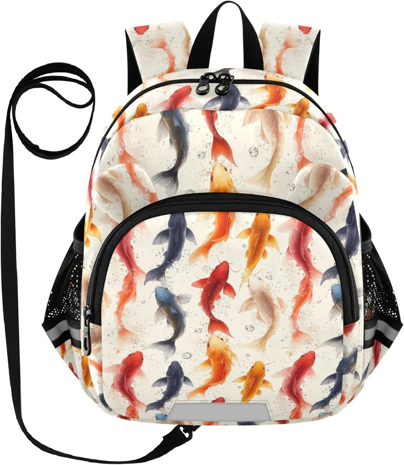 Cute Ears Kids Day Backpack Leash Boy's/Girl's Anti-Lost Personalized Daycare Bag with Reflective Strip S Beauty Catfish Fishes White