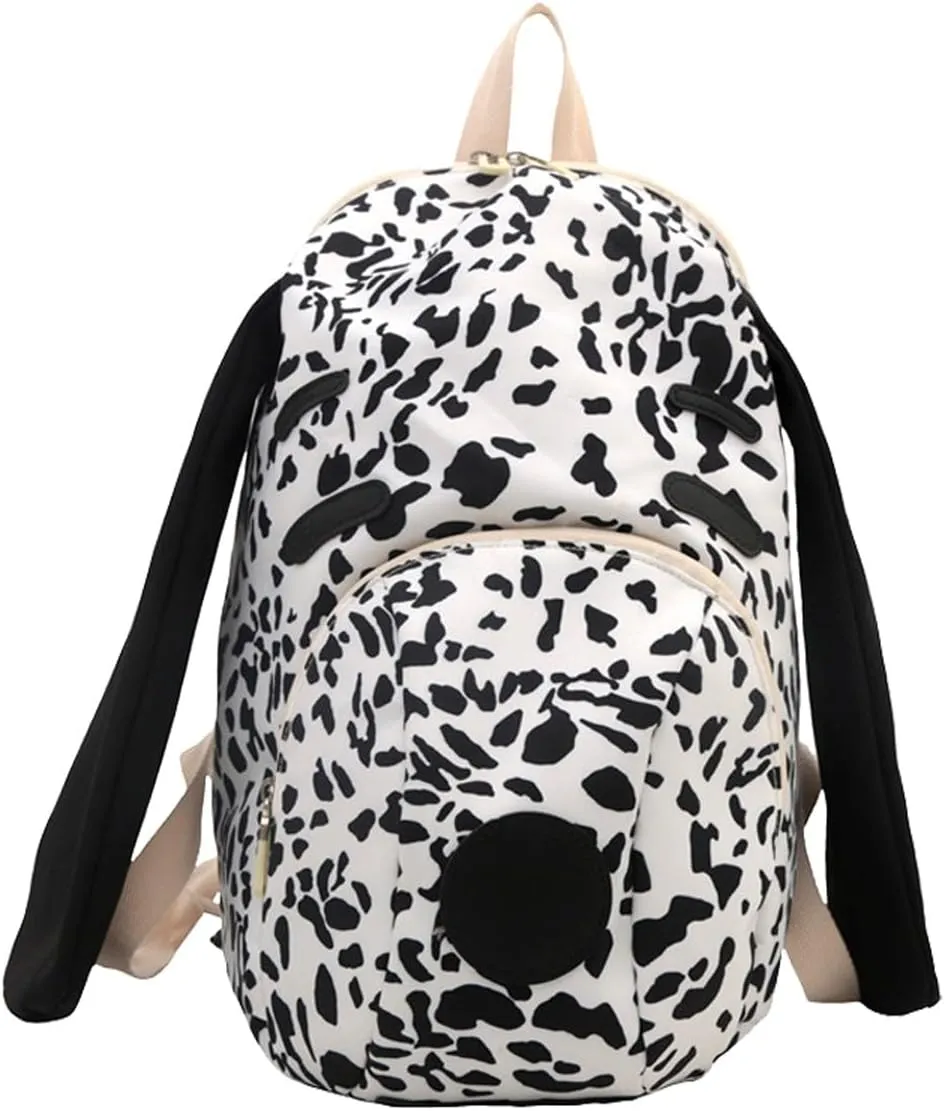 Cute Funny Black Dot Dog Shape Backpack for Women Men Large Big Capacity Weekend Backpack Nylon Lightweight Travel Daypack for Gift