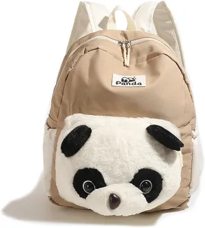 Cute Funny Panda Shape Backpack for Women Men Plush Panda Travel Backpack Large Capacity Weekend Rucksack Lightweight Travel Daypack Khaki