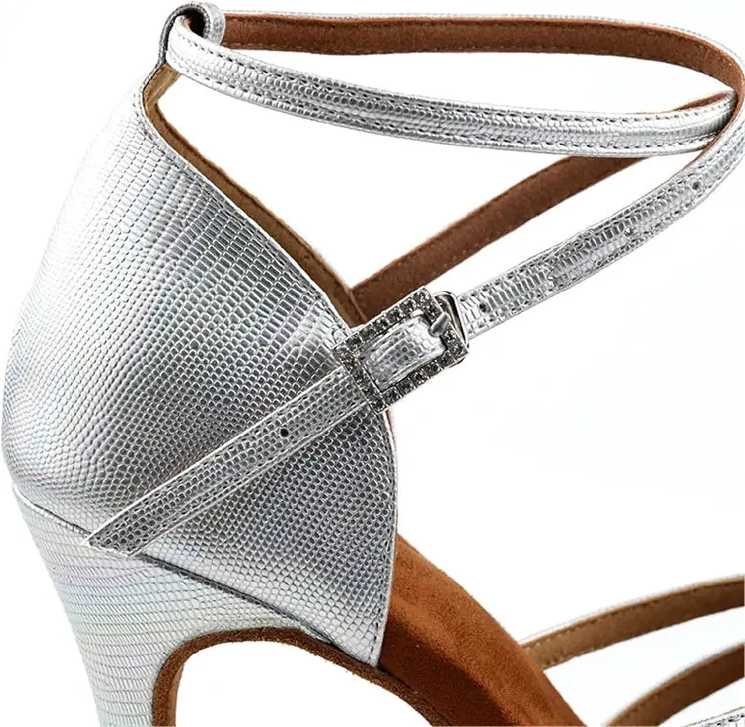 Dancing Shoes for Woman Indoor Womens Ballroom Dance Shoes for Salsa Latin Social Practise Dancing Shoes 7cm Heels(Sliver 8.5cm,37)