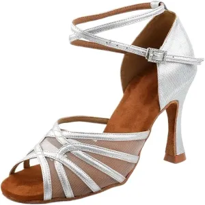 Dancing Shoes for Woman Indoor Womens Ballroom Dance Shoes for Salsa Latin Social Practise Dancing Shoes 7cm Heels(Sliver 8.5cm,37)
