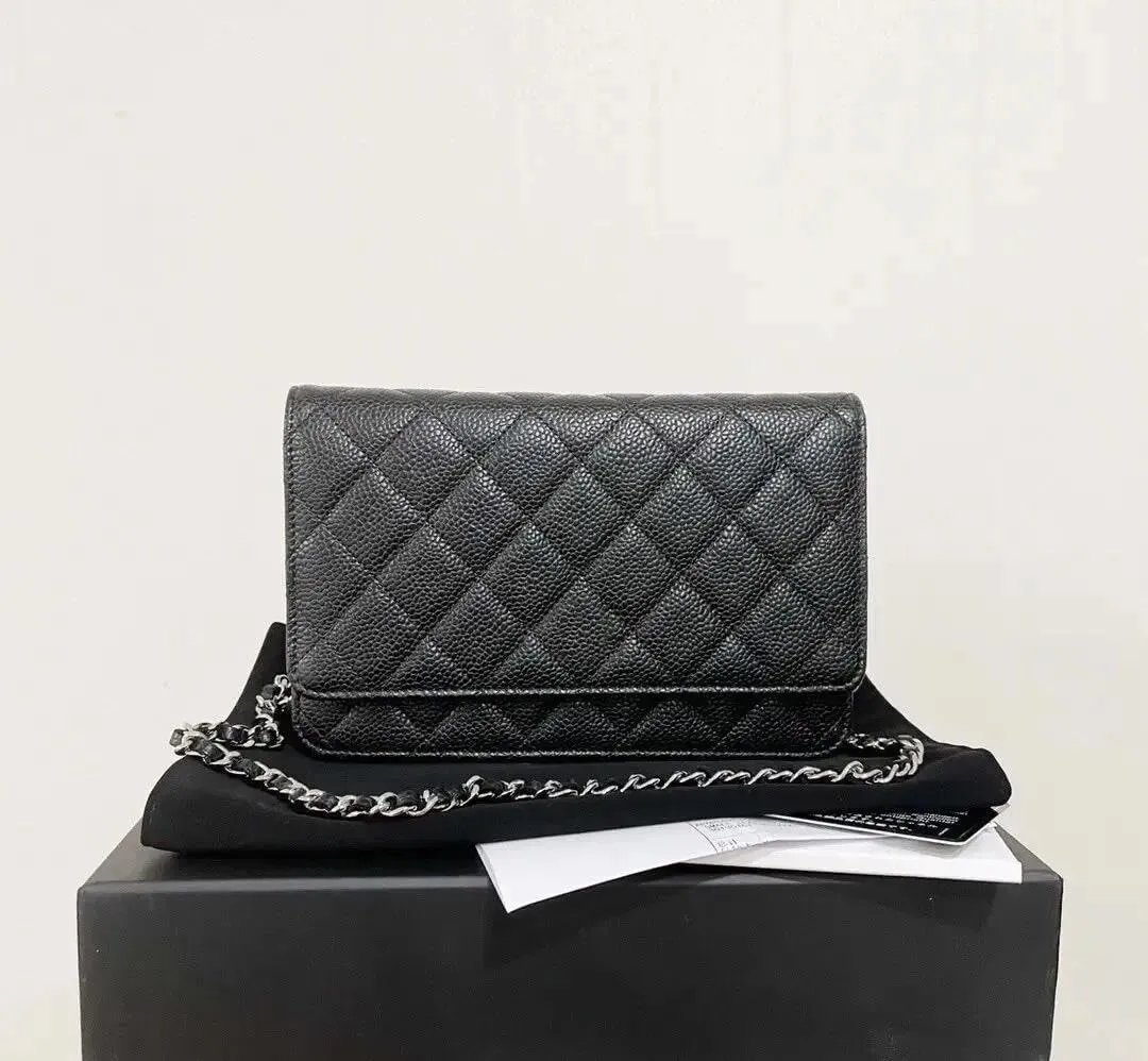 Designer Womens Chain Wallet - Classic Mini Sheepskin Coin Purse, Luxury Leather Clutch with Gift Box, for Daily Use & Gifts